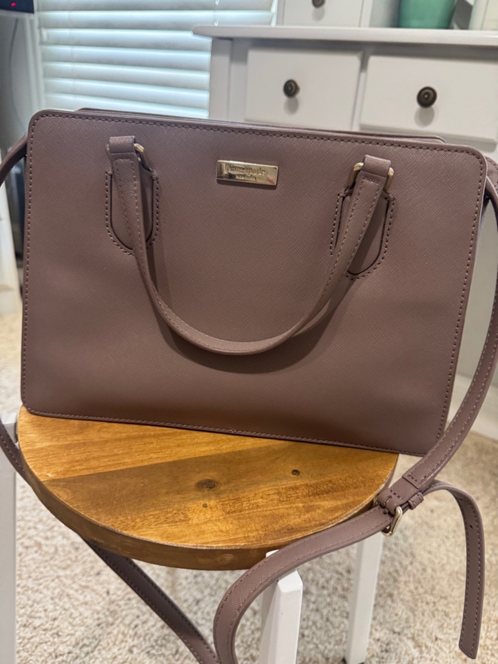 kate spade mauve satchel with crossbody strap
